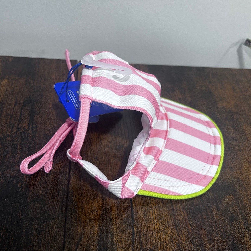 Hooray House Pink White Striped Pet Visor Hat for Cats & Dogs XS/S NWT